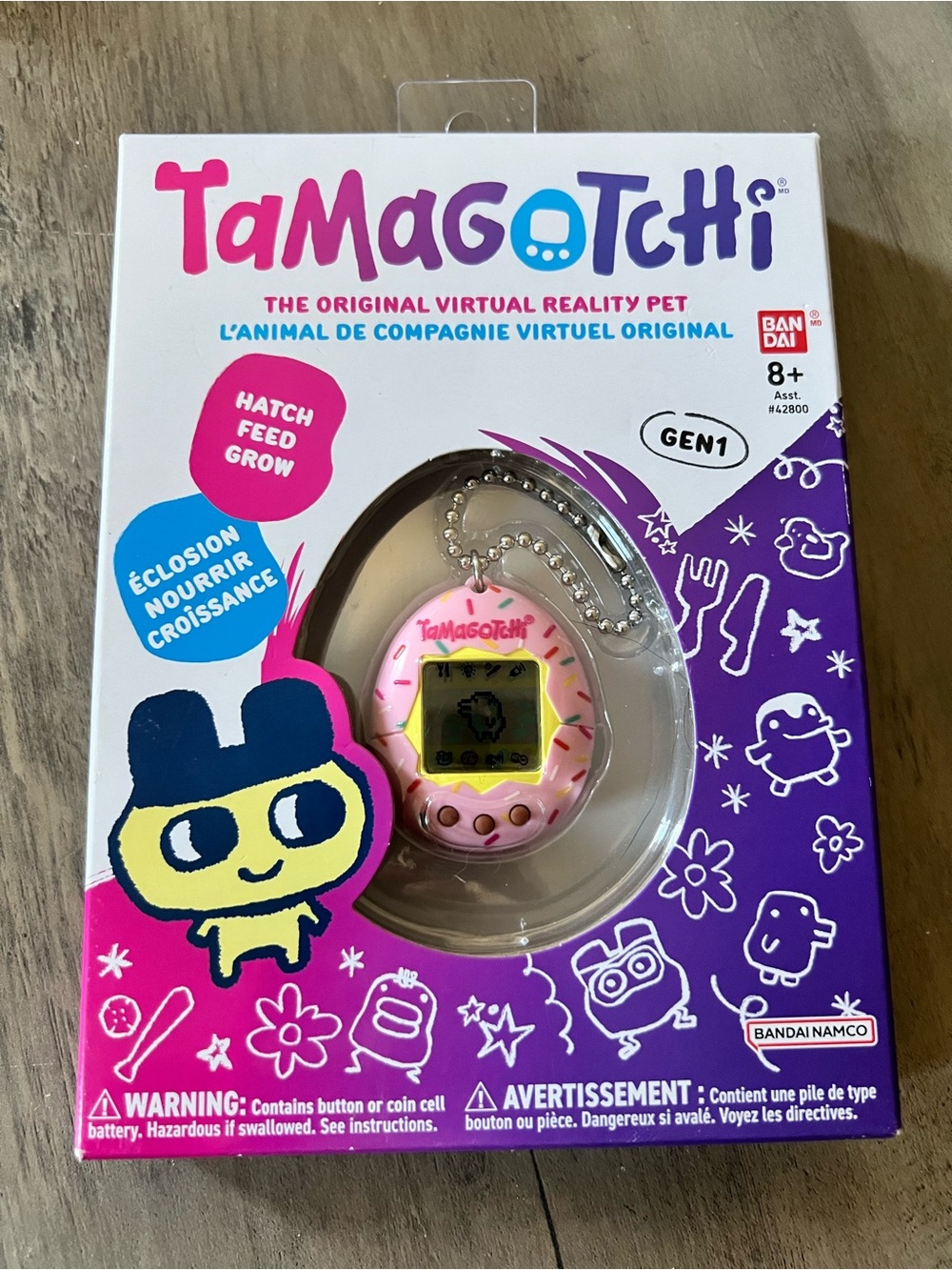 NEW Tamagotchi Original Gen1 Pink Virtual Pet Keychain Sprinkles